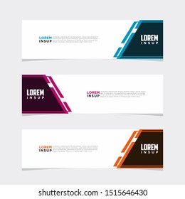 Modern Collection style of web banner template - Abstract geometric web design banner template isolated on dark grey background