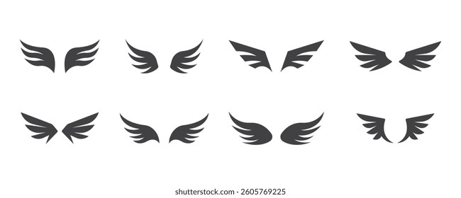 Modern Collection of Stylized Wing Silhouettes in Various Artistic Designs