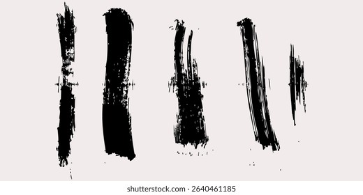 Modern collection of vector paint brush stroke, ink splatter, grunge line and artistic design elements. Dirty overlay, watercolor splash, black silhouette simple modern abstract art background vector
