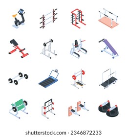 Modern Collection of Workout Isometric Icons 
