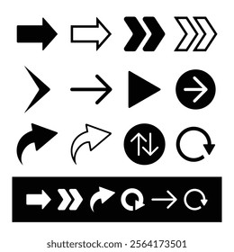 A modern collections of arrow icons, perfect for navigation, infographics, UI UX design, web, and app interfaces. Vector format with a clean and flexible style.