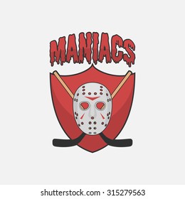 Modern College or Professional Hockey Team Label. Red graphic Design Element for Winter Sport Emblem
