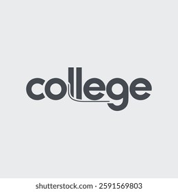 Modern College Written Text Typography Vector Illustration Template for Academic Background Wallpaper, Study and Educational Concept