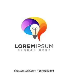 modern color abstract brain with bulb logo concept vector template