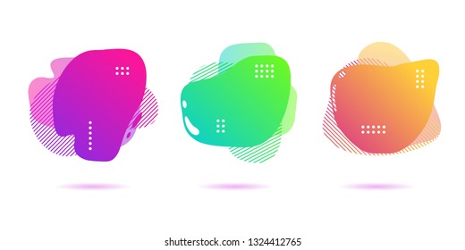 Modern Color abstract liquid shape, halftone patterns, fluid color overlap gradient background. Vector creative neon color splash shapes design - Vector Illustration