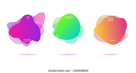 Modern Color abstract liquid shape, halftone patterns, fluid color overlap gradient background. Vector creative neon color splash shapes design - Vector Illustration