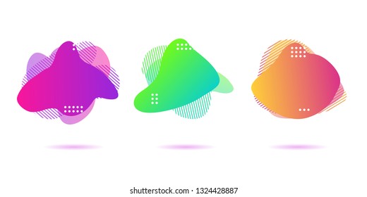 Modern Color abstract liquid shape, halftone patterns, fluid color overlap gradient background. Vector creative neon color splash shapes design - Vector Illustration