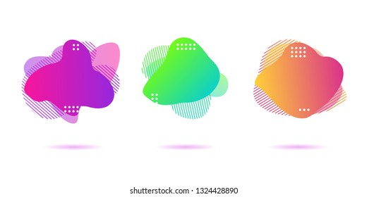 Modern Color abstract liquid shape, halftone patterns, fluid color overlap gradient background. Vector creative neon color splash shapes design - Vector Illustration