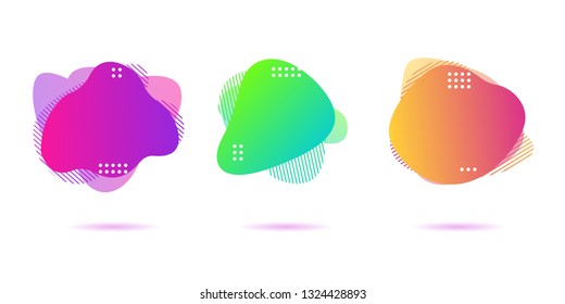 Modern Color abstract liquid shape, halftone patterns, fluid color overlap gradient background. Vector creative neon color splash shapes design - Vector Illustration