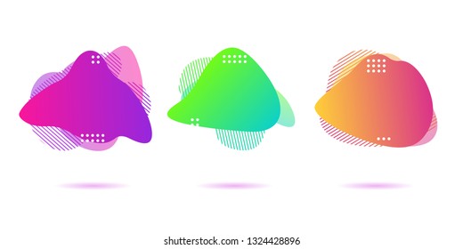 Modern Color abstract liquid shape, halftone patterns, fluid color overlap gradient background. Vector creative neon color splash shapes design - Vector Illustration