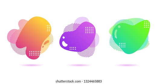 Modern Color abstract liquid shape, halftone patterns, fluid color overlap gradient background. Vector creative neon color splash shapes design - Vector Illustration