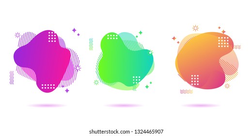 Modern Color abstract liquid shape, halftone patterns, fluid color overlap gradient background. Vector creative neon color splash shapes design - Vector Illustration