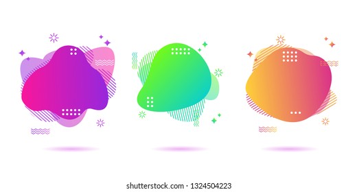 Modern Color abstract liquid shape, halftone patterns, fluid color overlap gradient background. Vector creative neon color splash shapes design - Vector Illustration