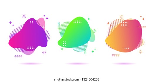Modern Color abstract liquid shape, halftone patterns, fluid color overlap gradient background. Vector creative neon color splash shapes design - Vector Illustration