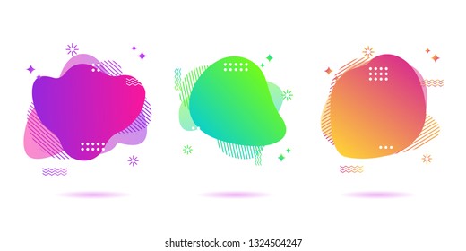 Modern Color abstract liquid shape, halftone patterns, fluid color overlap gradient background. Vector creative neon color splash shapes design - Vector Illustration