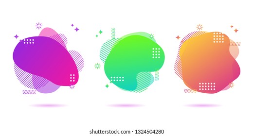 Modern Color abstract liquid shape, halftone patterns, fluid color overlap gradient background. Vector creative neon color splash shapes design - Vector Illustration