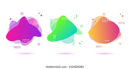 Modern Color abstract liquid shape, halftone patterns, fluid color overlap gradient background. Vector creative neon color splash shapes design - Vector Illustration