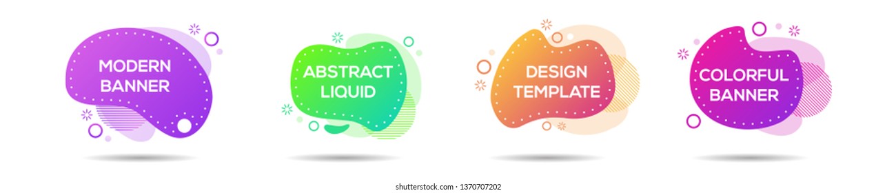 Modern Color abstract liquid shape, halftone patterns, fluid color overlap gradient background. Vector creative neon color splash shapes design - Vector Illustration