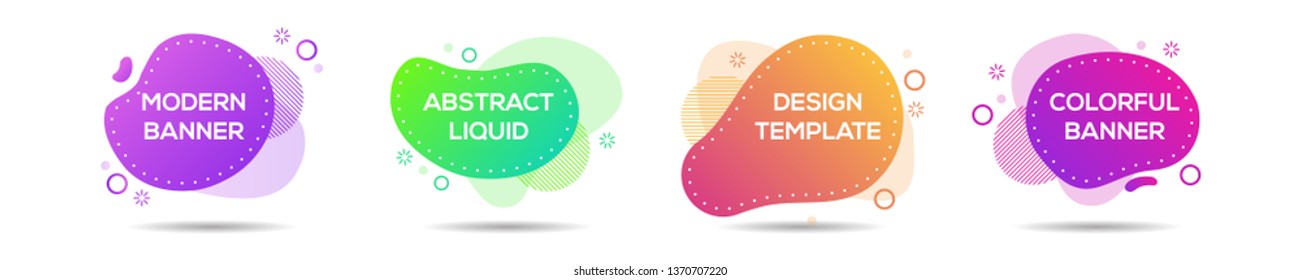 Modern Color Abstract Liquid Shape, Halftone Patterns, Fluid Color Overlap Gradient Background. Vector Creative Neon Color Splash Shapes Design - Vector Illustration