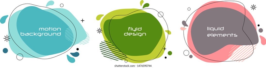 Modern Color abstract liquid shape, halftone patterns, fluid color overlap gradient background. 