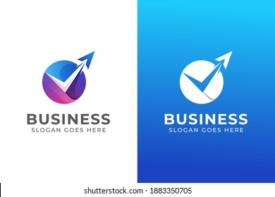 modern color agency travel check  business logo. transport, logistics delivery logo design with two versions