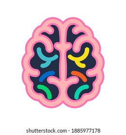 Modern color brain logo. Smart icon. Vector illustration.