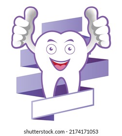 Modern color Cartoon smiling tooth banner