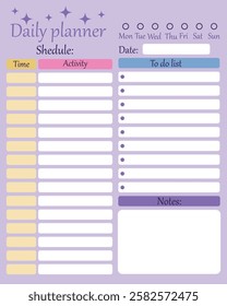 Modern color daily planner. Vector illustration.