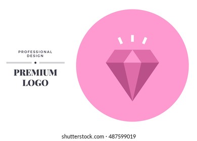 Modern color diamond icon design. Vector round sign template for web page or logo