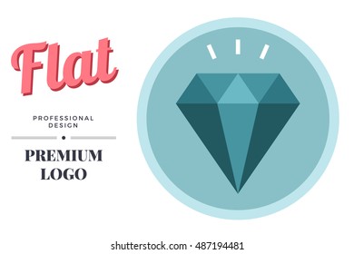 Modern color diamond icon flat style design. Vector round sign template for web page or logo