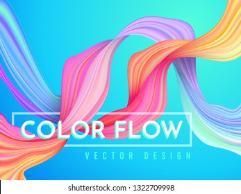 Modern color flow poster. Wave Liquid shape on light blue color background. Art design for your project. Vector illustration.