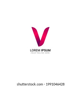 Logotipo de letra V en color moderno, letra inicial para el nombre de la empresa, plantilla de logotipo alfabético, logotipo moderno, plantilla de logotipo completo en color