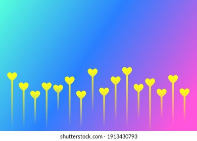 Modern color gradient background with yellow love and long lines. design suitable for cover, web, card, business, poster, etc.