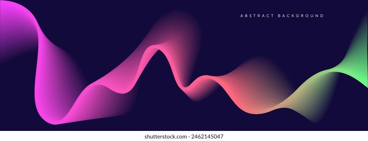 Modern color gradient flowing wave lines. Dark abstract background with glowing wave. Shiny moving lines design element.  Futuristic technology concept.