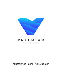 Modern Color Gradient Letter V Logo With Premium Business Card Design Vector Template for Your Company Business	