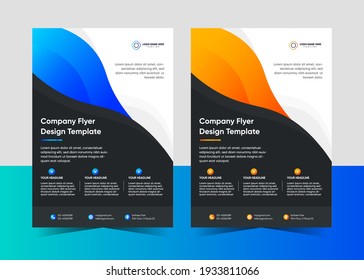 Modern color gradient a professional creative company business flyer Premium Vector. blue and Orange color on a4 paper size. For marketing, business proposal, promotion