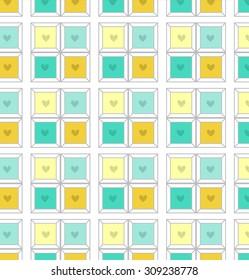 Modern color heart icon pattern vector background.