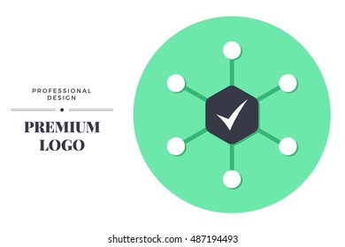Modern color icon design. Complex approach vector round sign template for web page or logo