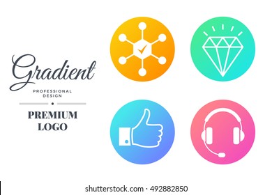 Modern color icon set design. Vector round sign template for web page or logo