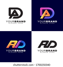 modern color initial letter AD monogram logo collection vector template