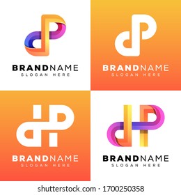 modern color initial letter DP monogram logo collection vector template