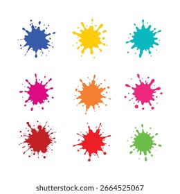 Modern Color Ink Blots Vector Splatter Art Pack