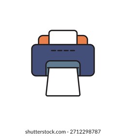 Icono moderno de la impresora de línea de color que muestra la impresión, copia y escaneo de documentos. Ideal para trabajos de oficina, tareas comerciales, papeleo, flujo de trabajo digital y proyectos de diseño relacionados con la tecnología.