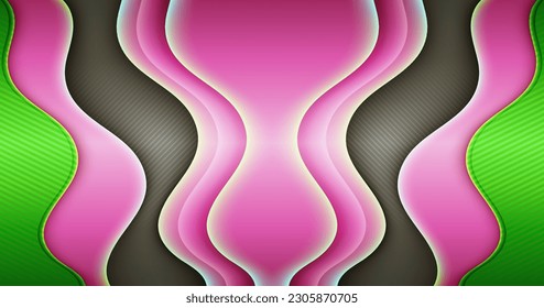modern color lines geometric shape lime green and bright gradient pink shadows background