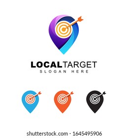 modern color local target or pin location targeting logo vector template tempolate