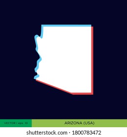 Modern color map of Arizona-state of USA on blue background vector design