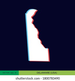 Modern color map of Delaware-state of USA on blue background vector design