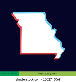 Modern color map of Missouri-state of USA on blue background vector design