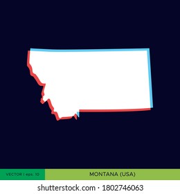 Modern color map of Montana-state of USA on blue background vector design