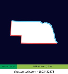 Modern color map of Nebraska-state of USA on blue background vector design